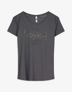 T-shirt - Glitterprint - donkergrijs