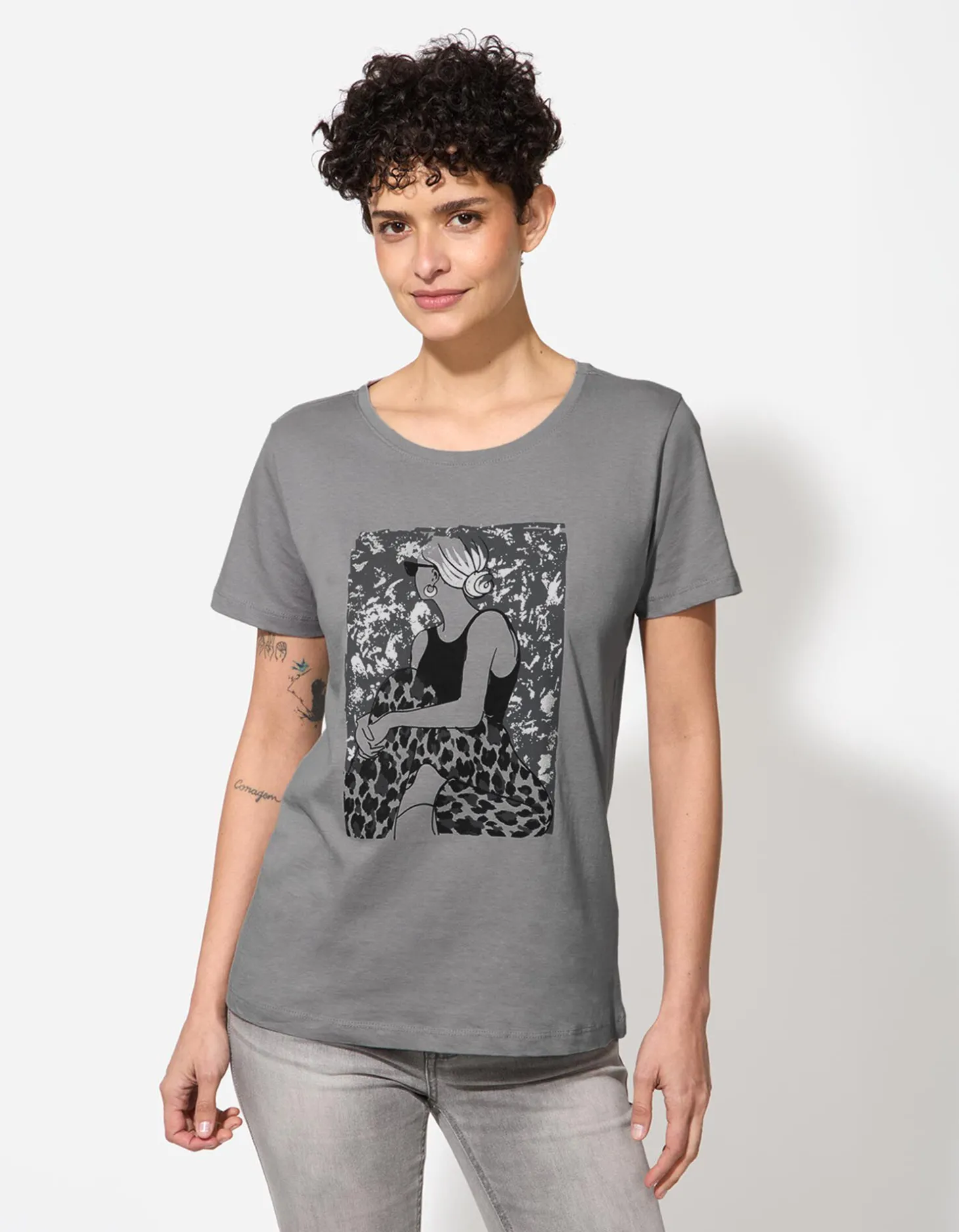T-shirt - Glitterprint - grijs