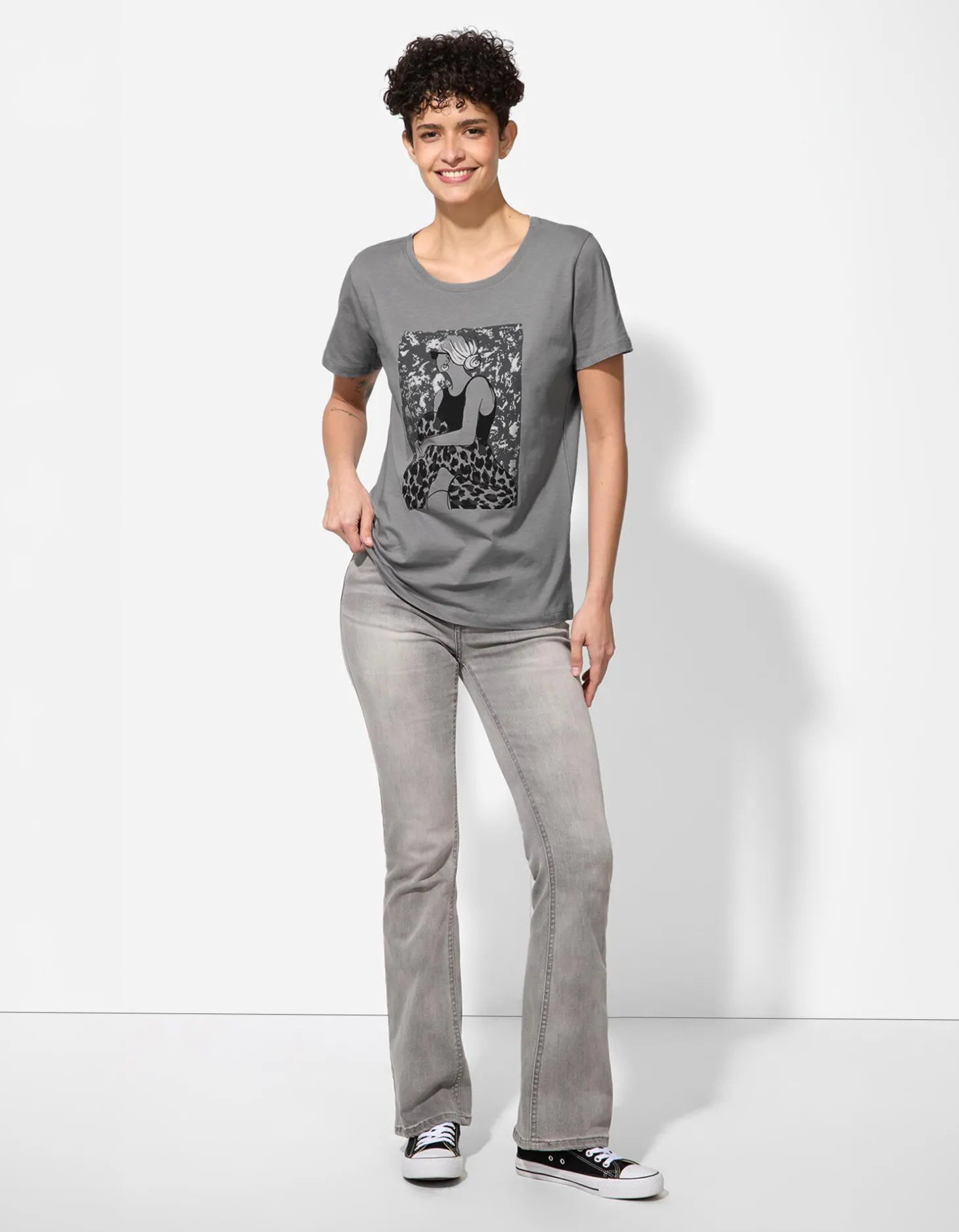 T-shirt - Glitterprint - grijs