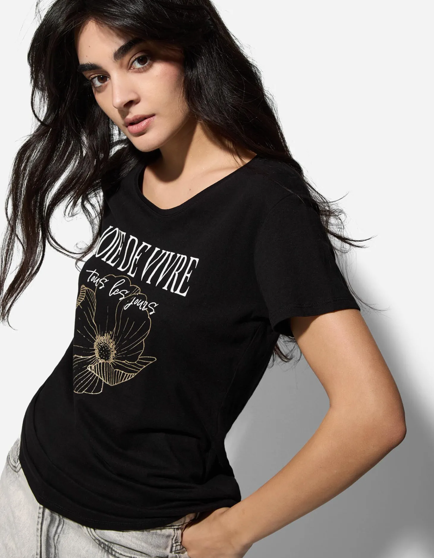 T-shirt - Glitterprint - zwart