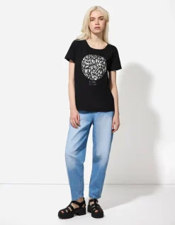 T-shirt - Glitterprint - zwart