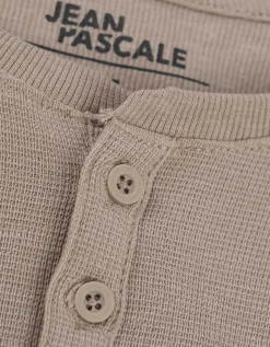 T-shirt - Knoopsluiting - beige
