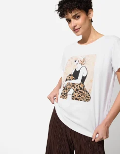T-shirt - Luipaardprint - wit