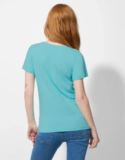 T-shirt - Met stretch - turkoois