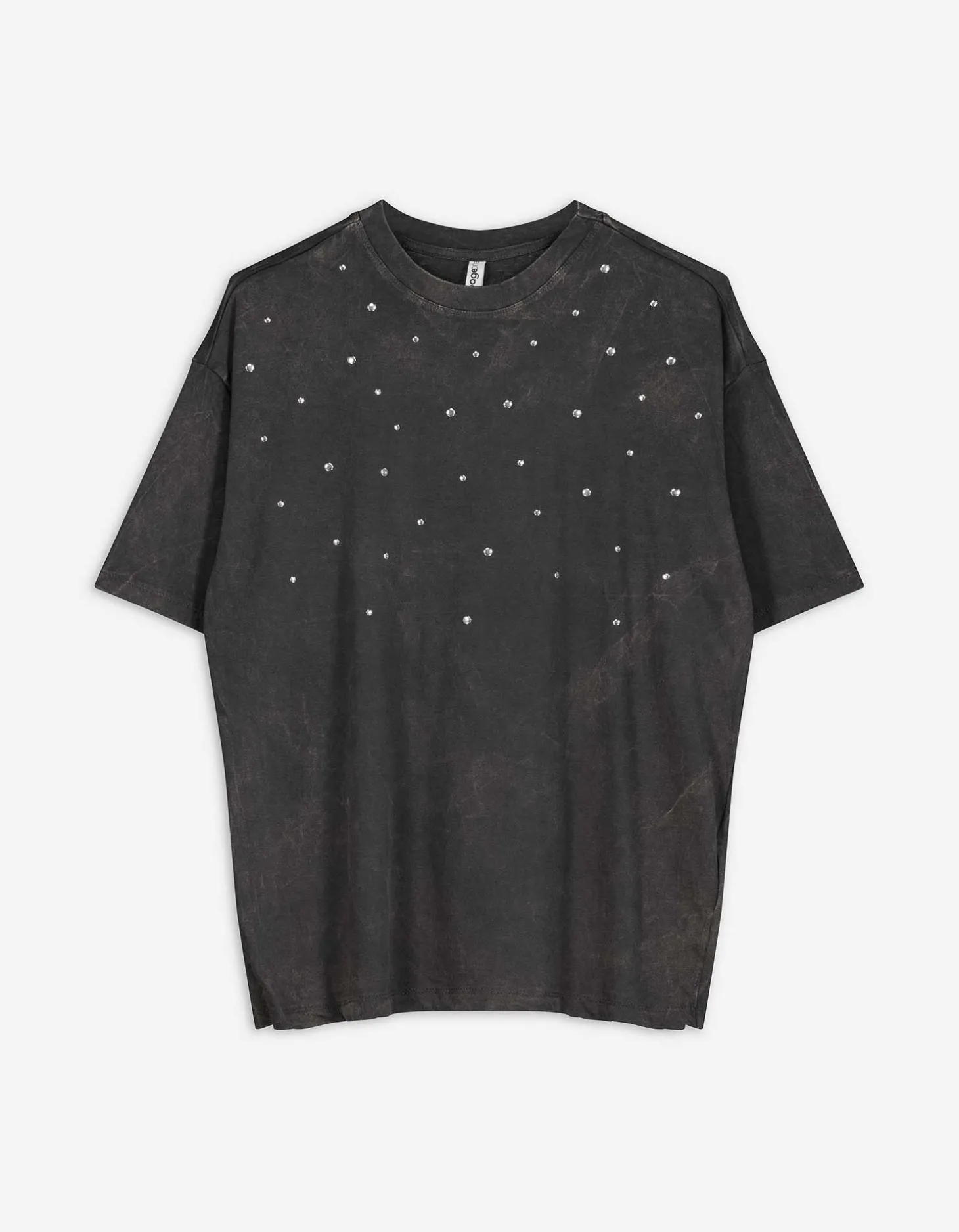 T-shirt - Met studs - donkergrijs