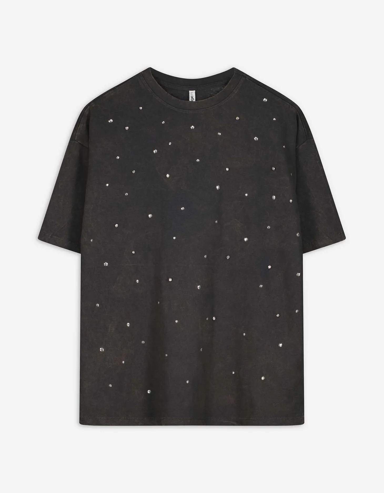 T-shirt - Met studs - donkergrijs
