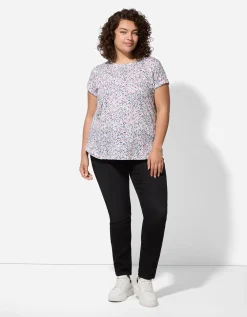 T-shirt - Motief all-over - wit