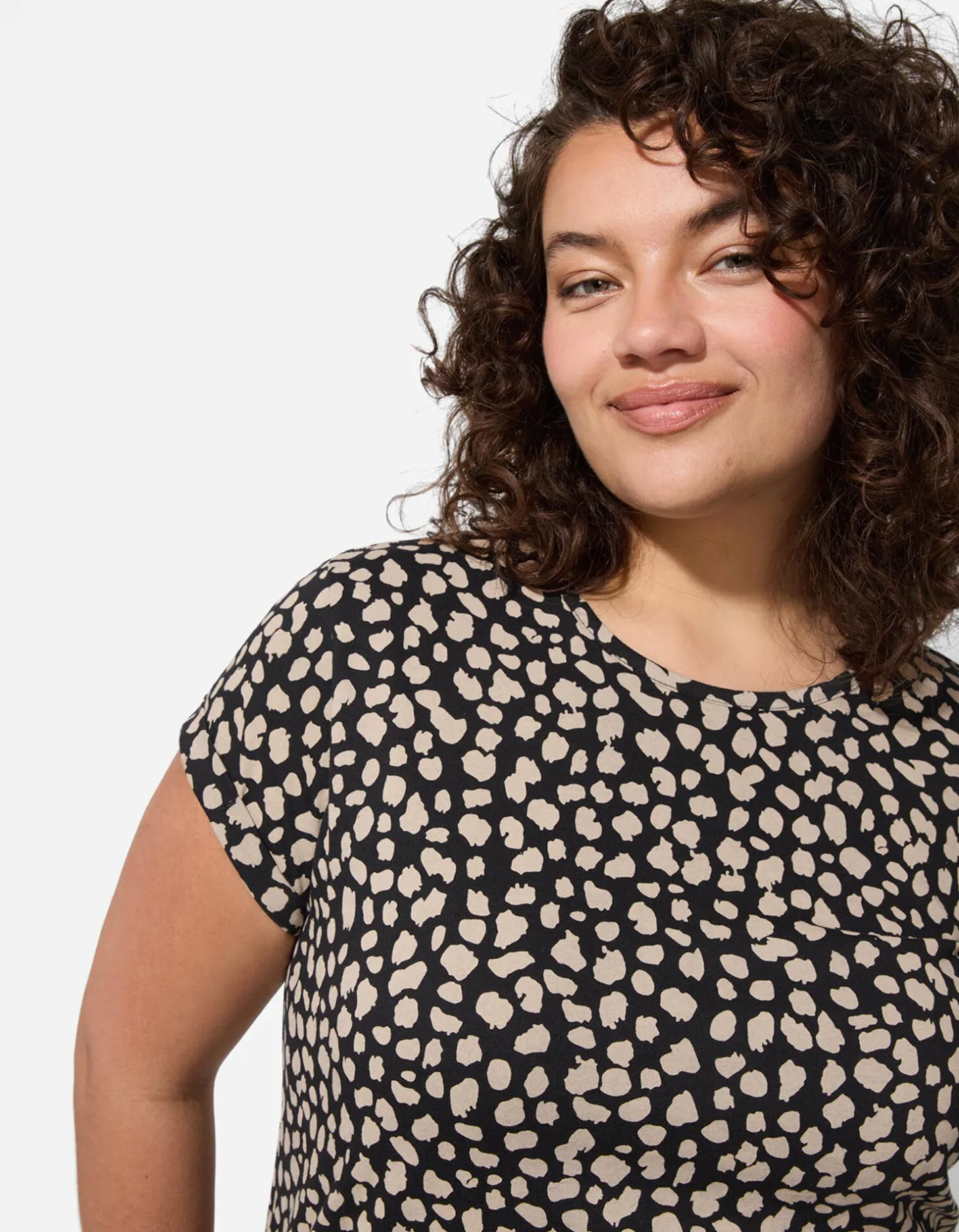 T-shirt - Motief all-over - zwart