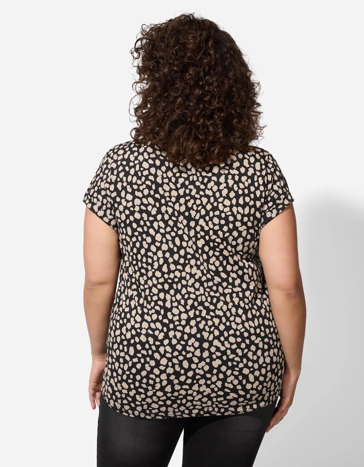 T-shirt - Motief all-over - zwart