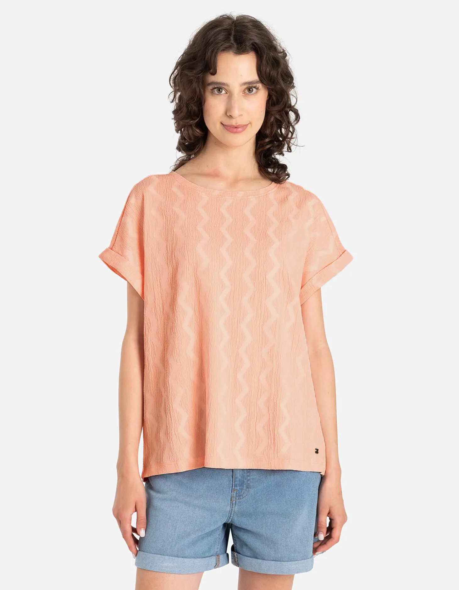 T-shirt - Mouwen met vaste omslag - oranje