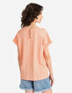 T-shirt - Mouwen met vaste omslag - oranje