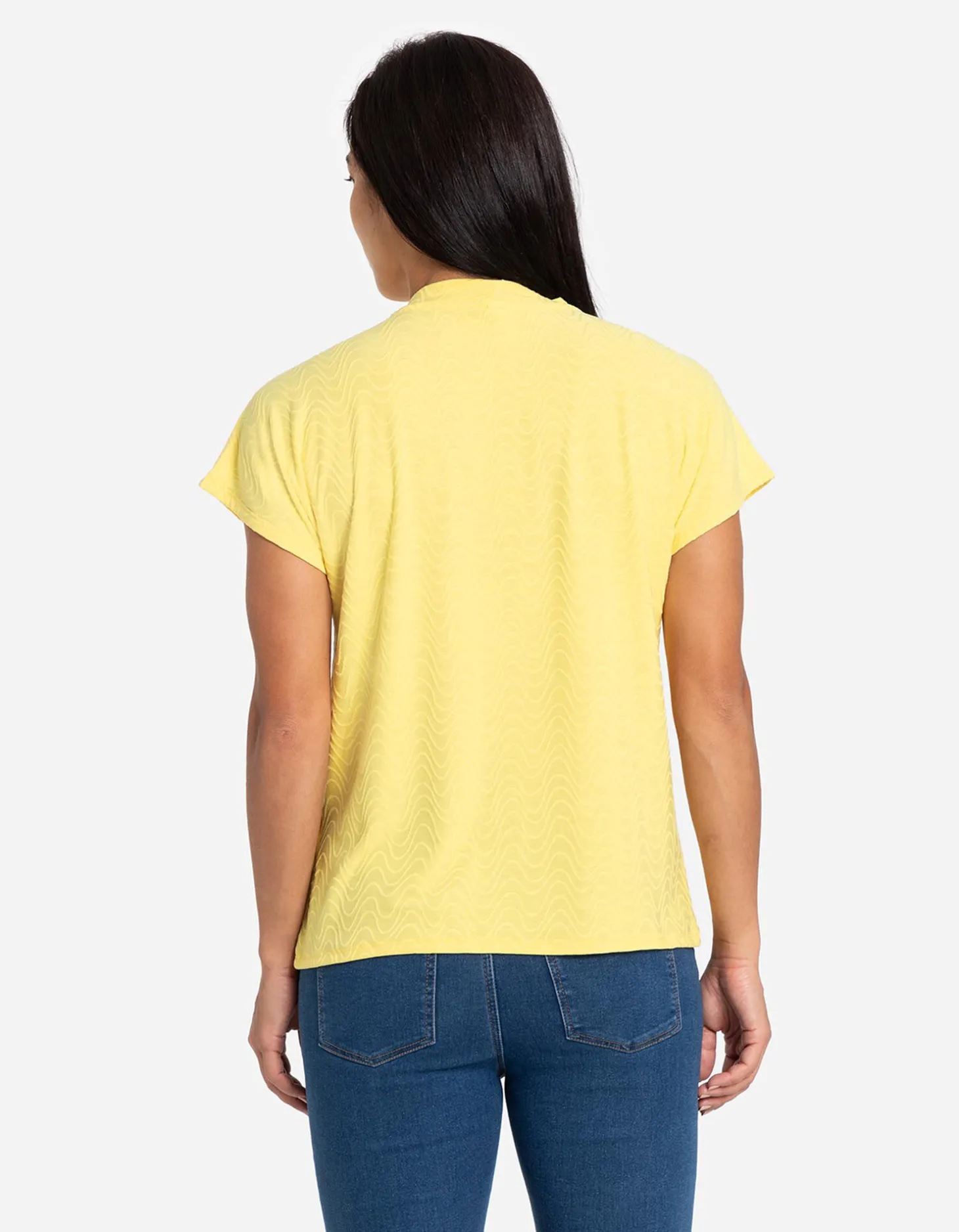 T-shirt - Opstaande kraag - lichtgeel