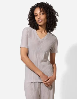 T-shirt - Plooien - beige