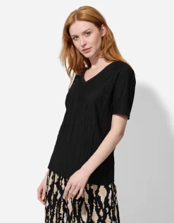 T-shirt - Plooien - zwart