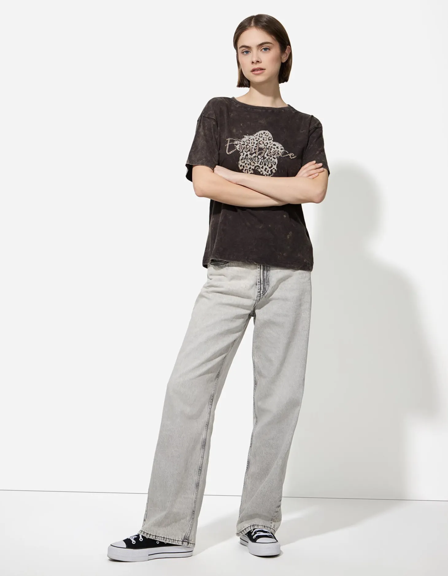 T-shirt - Print - donkergrijs