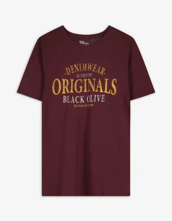 T-shirt - Print - donkerrood