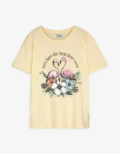 T-shirt - Print - lichtgeel