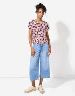 T-shirt - Print all-over - donkerrood