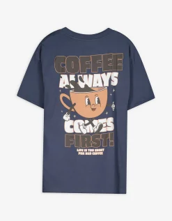 T-shirt - Print op rug - blauw