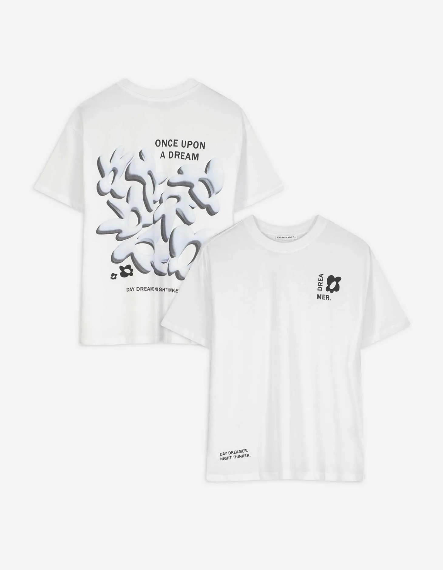 T-shirt - Print op rug - wit
