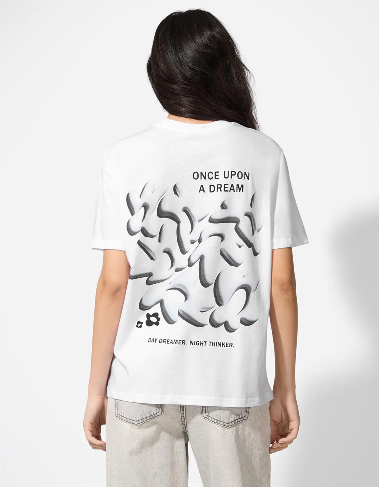 T-shirt - Print op rug - wit