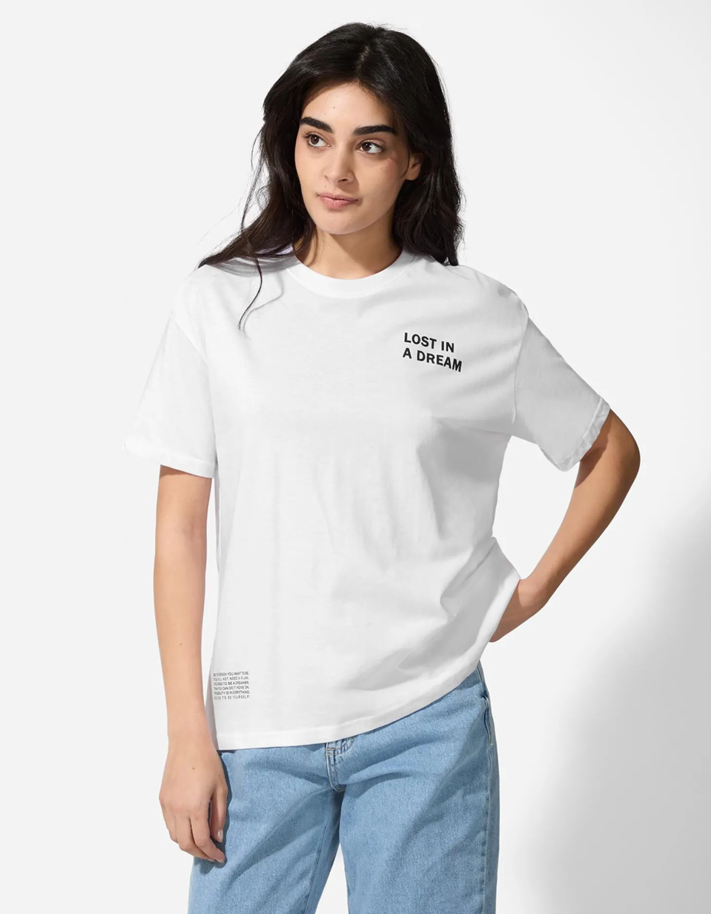 T-shirt - Print op rug - wit