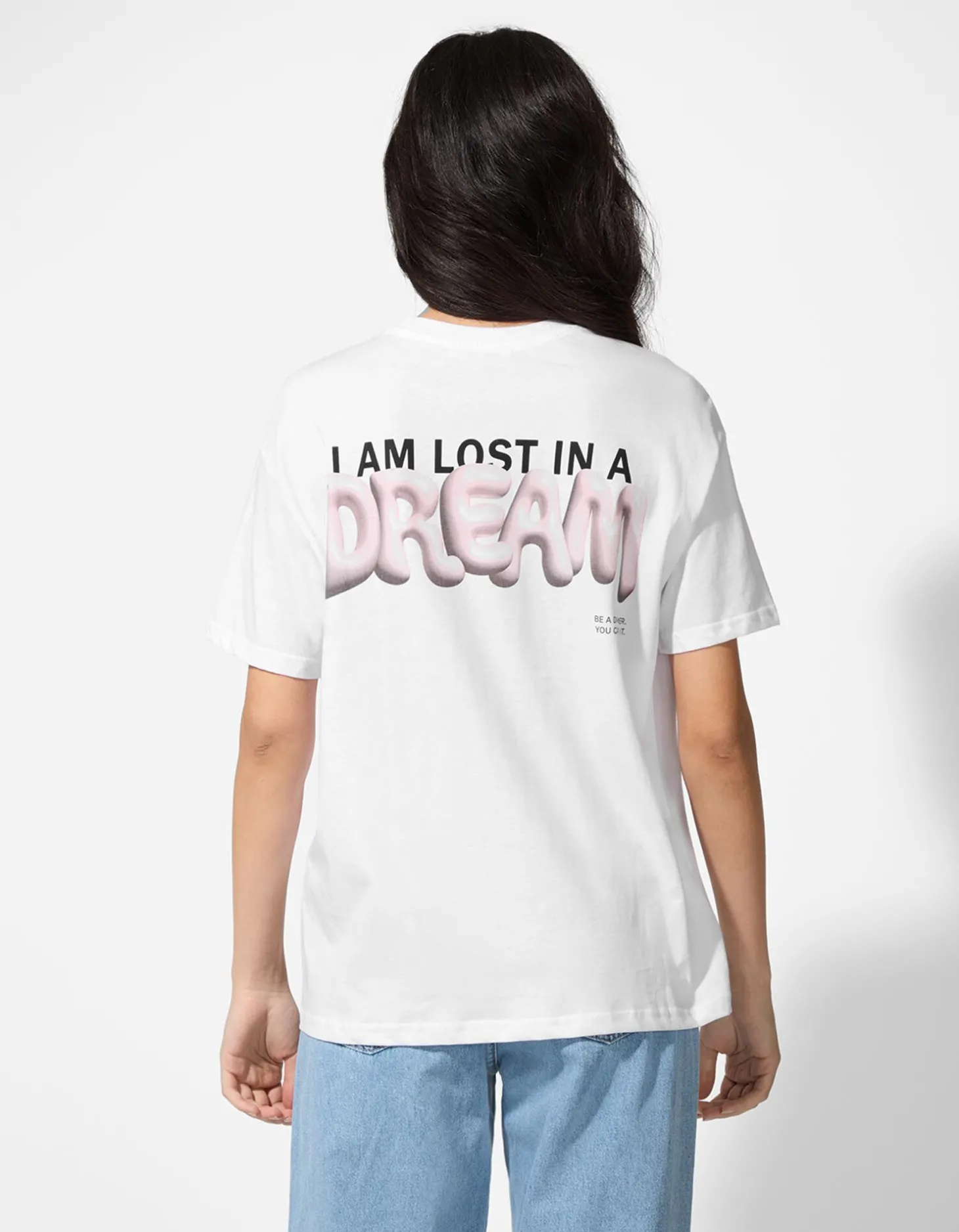 T-shirt - Print op rug - wit