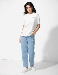T-shirt - Print op rug - wit