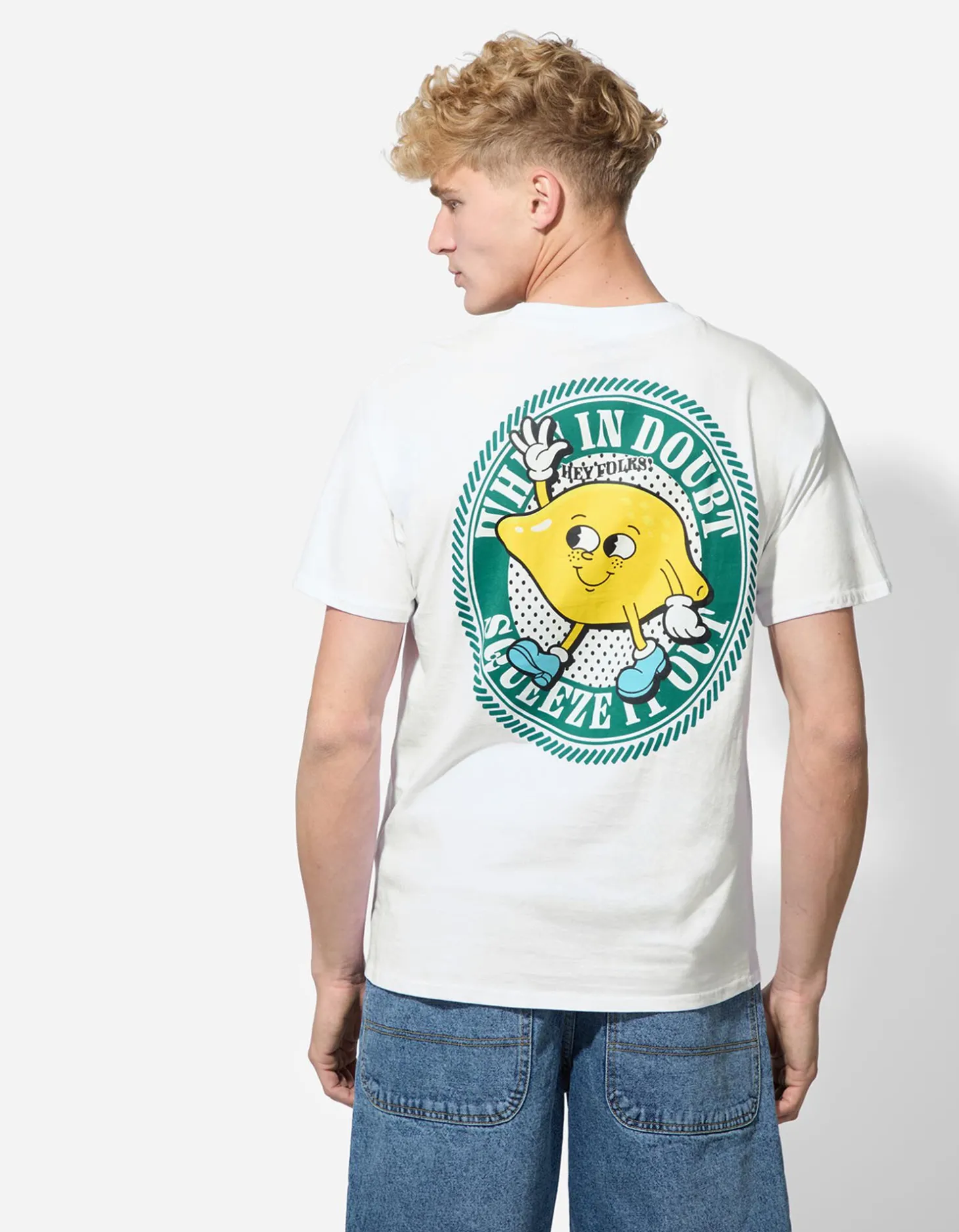 T-shirt - Print op rug - wit