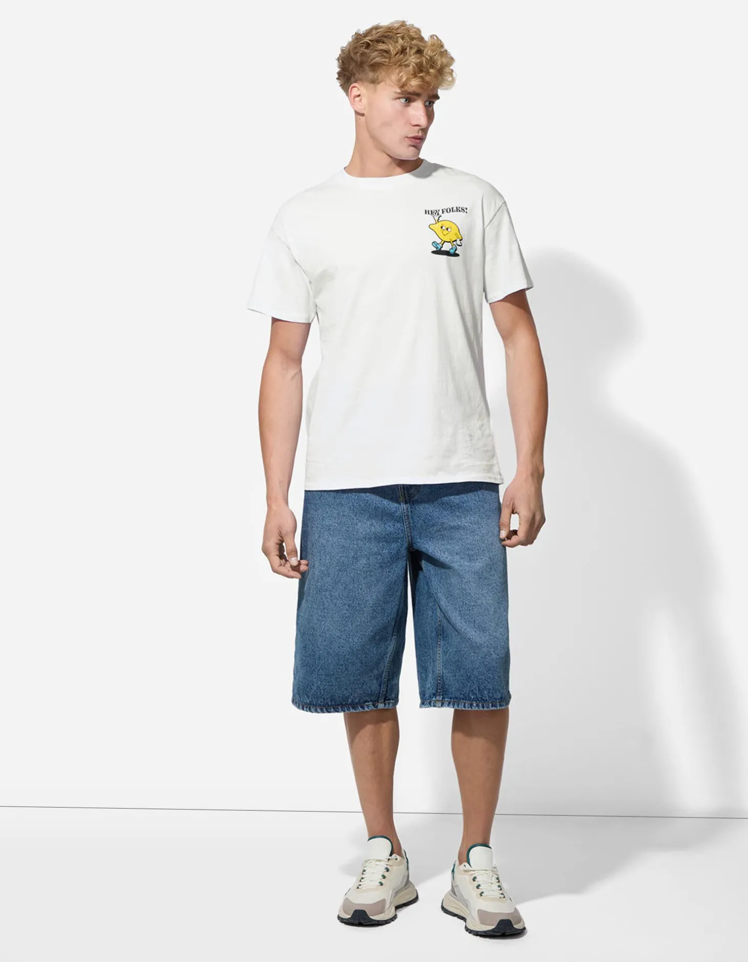 T-shirt - Print op rug - wit