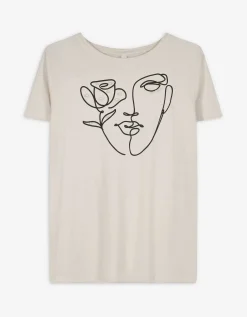 T-shirt - Sierkraaltjes - beige