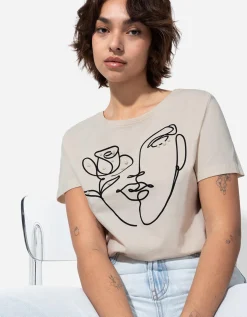 T-shirt - Sierkraaltjes - beige