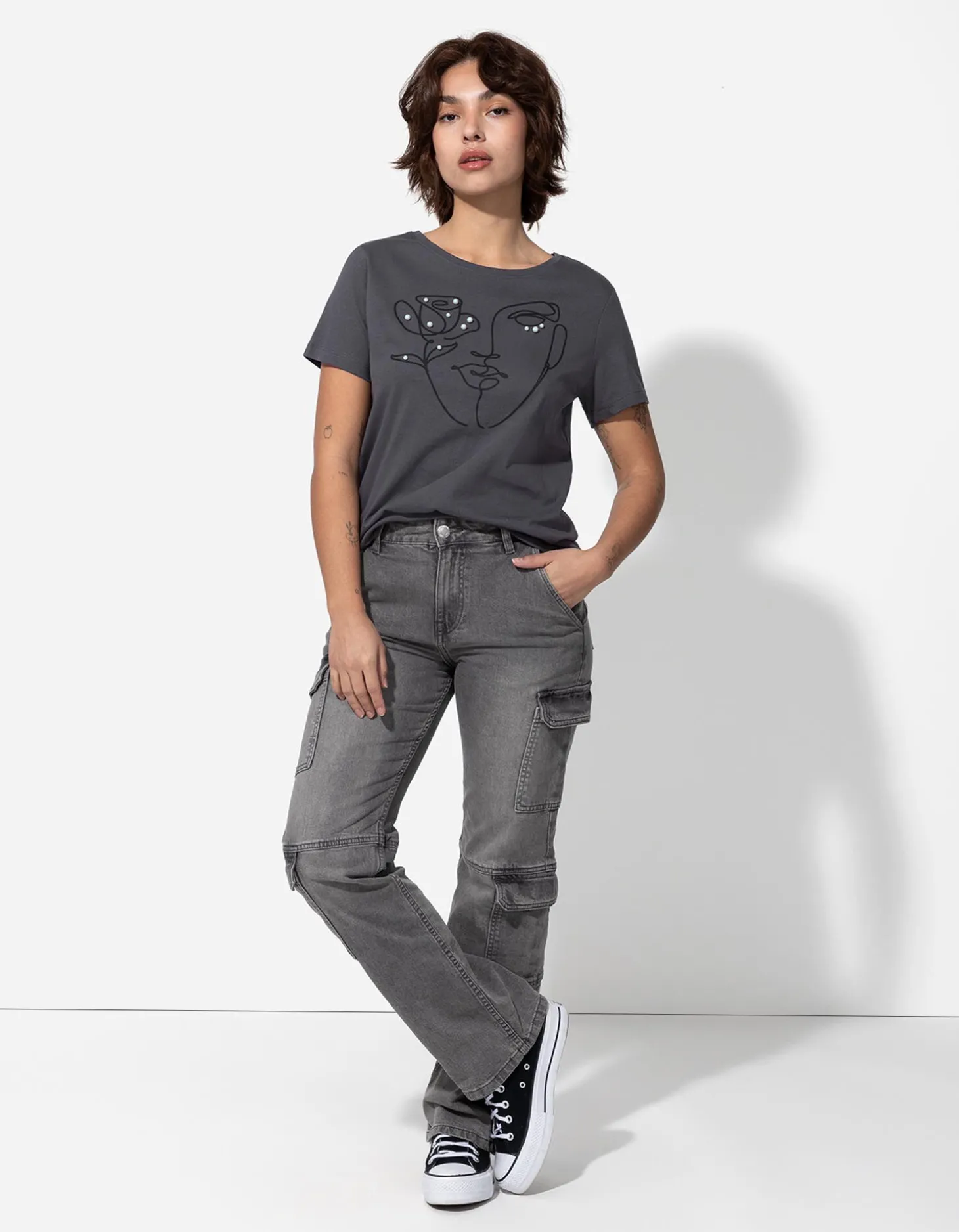 T-shirt - Sierkraaltjes - donkergrijs