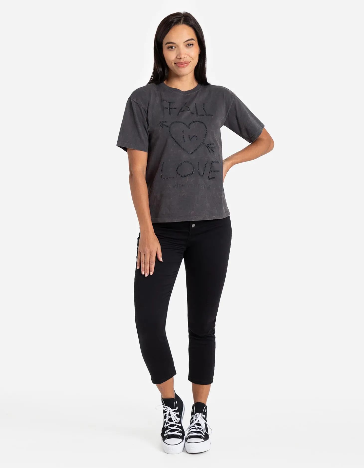 T-shirt - Used look - donkergrijs