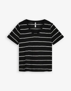 T-shirt - V-hals - zwart