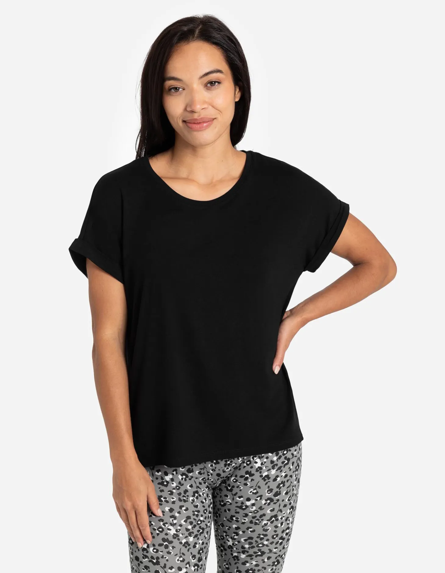 T-shirt - Viscosemix - zwart