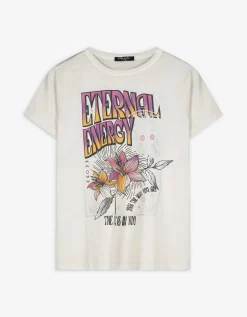 T-shirt - Vooropdruk - beige