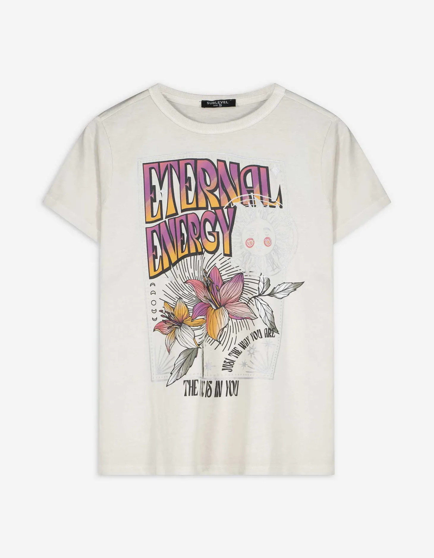 T-shirt - Vooropdruk - beige