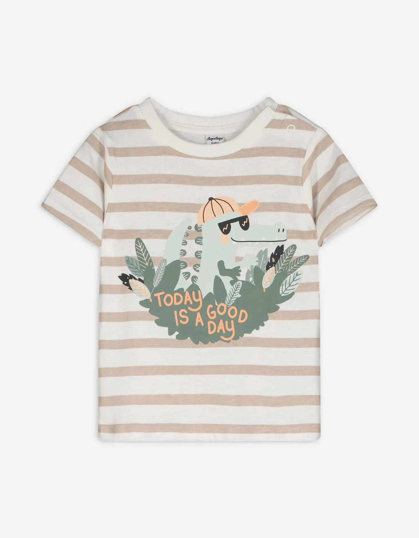 T-shirt - Vooropdruk - beige