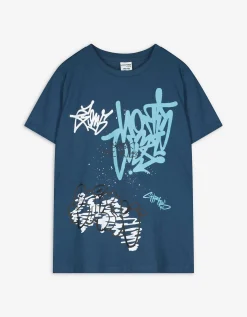 T-shirt - Vooropdruk - donkerblauw
