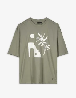 T-shirt - Vooropdruk - donkergroen