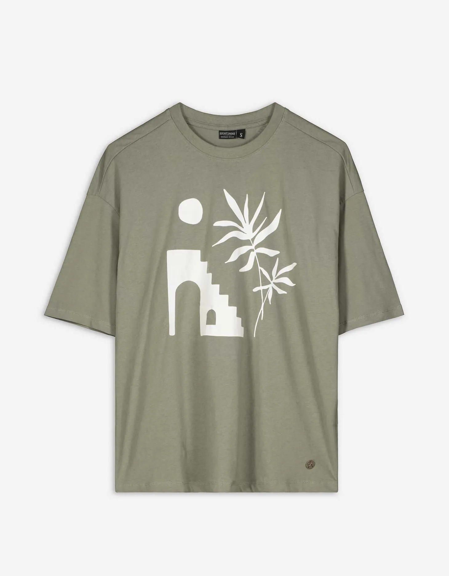 T-shirt - Vooropdruk - donkergroen