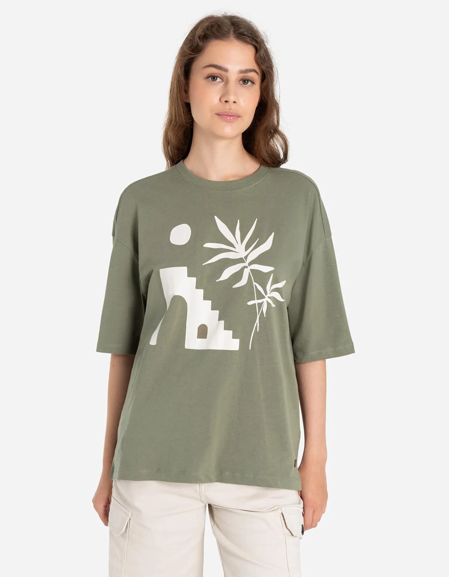 T-shirt - Vooropdruk - donkergroen