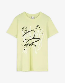 T-shirt - Vooropdruk - lichtgeel