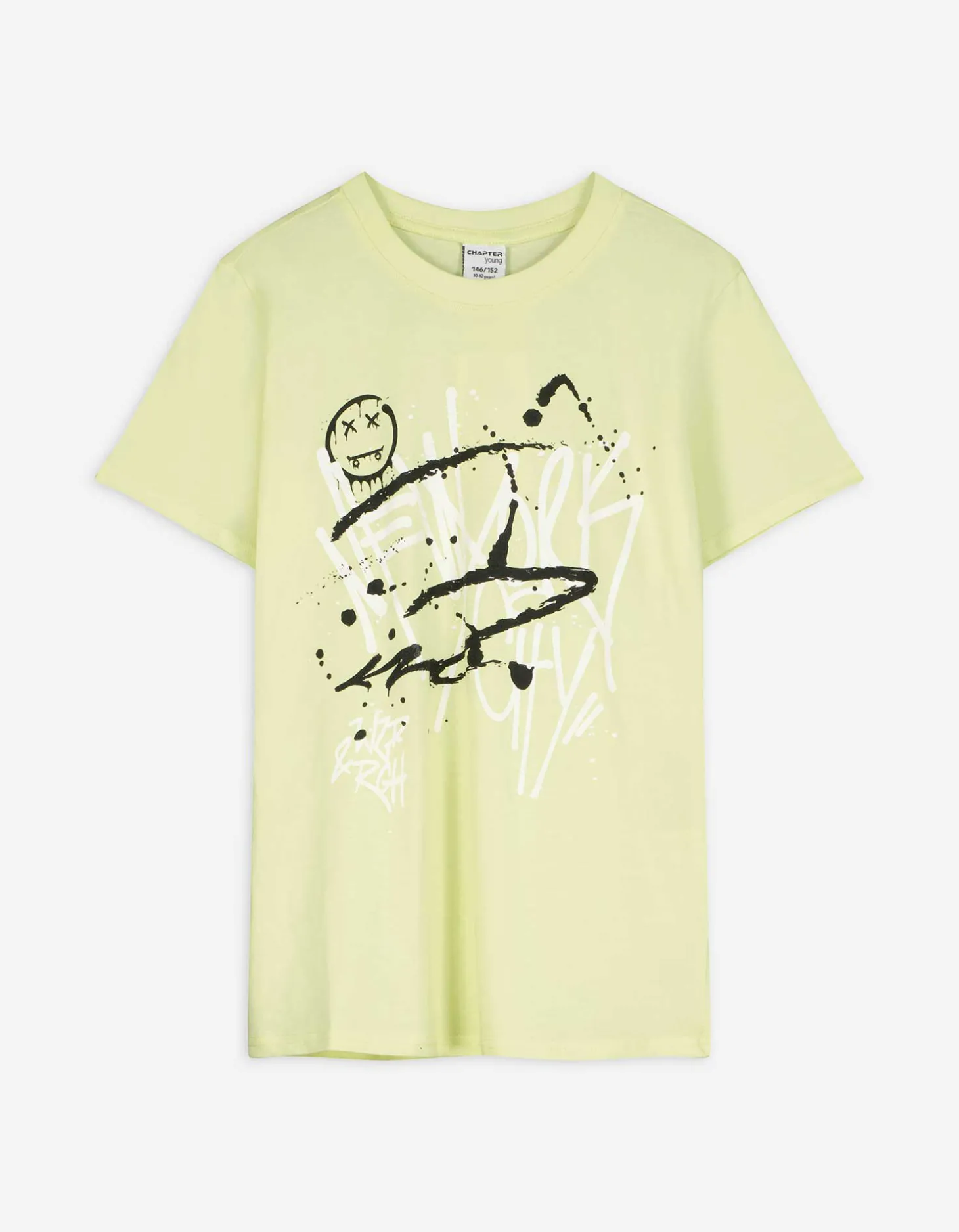 T-shirt - Vooropdruk - lichtgeel