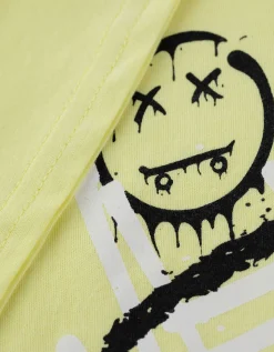 T-shirt - Vooropdruk - lichtgeel
