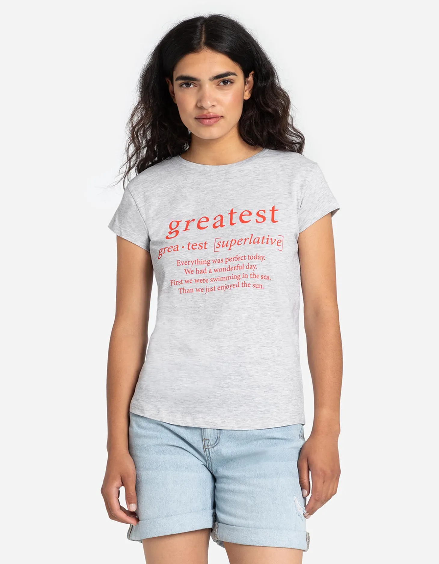 T-shirt - Vooropdruk - lichtgrijs