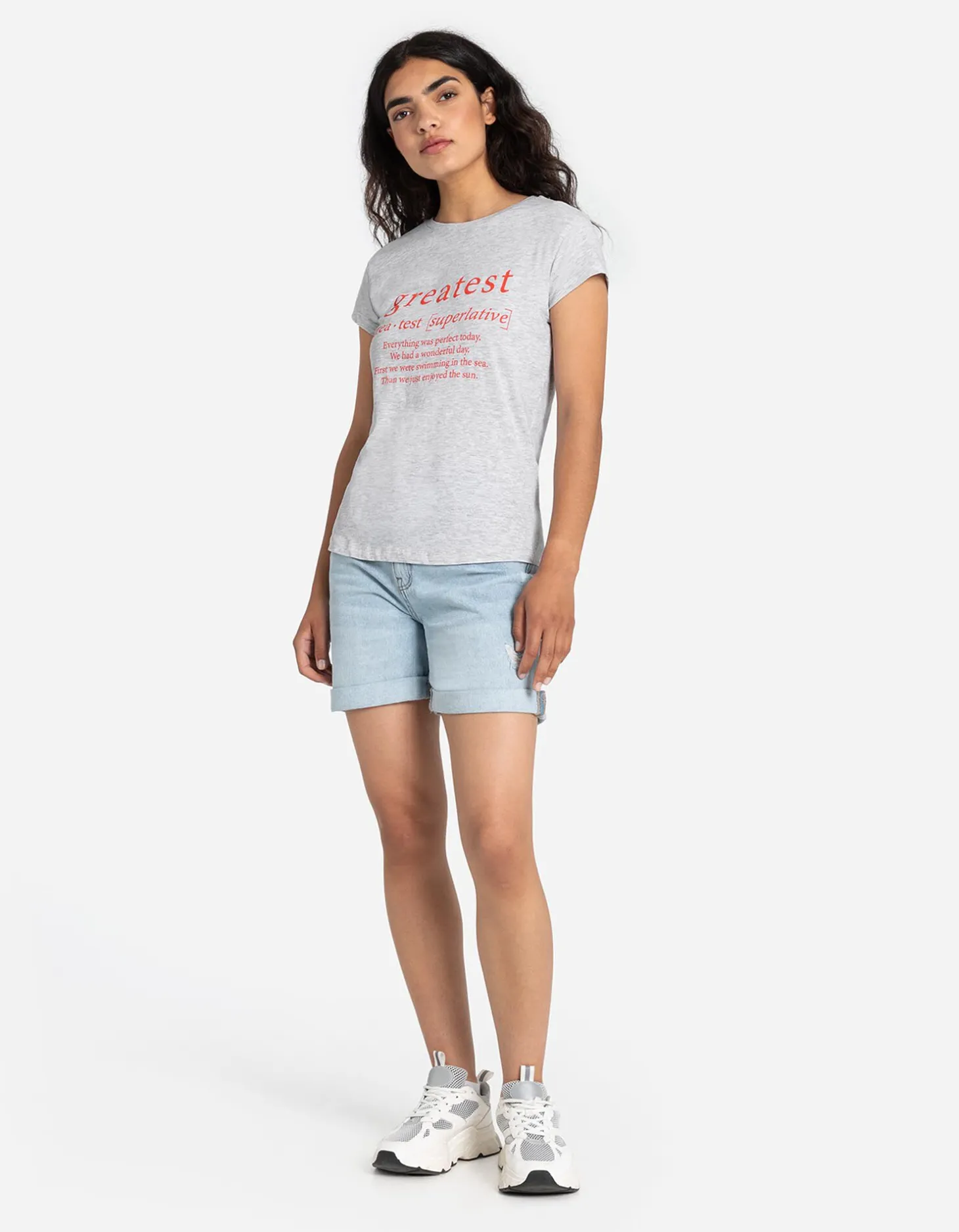 T-shirt - Vooropdruk - lichtgrijs