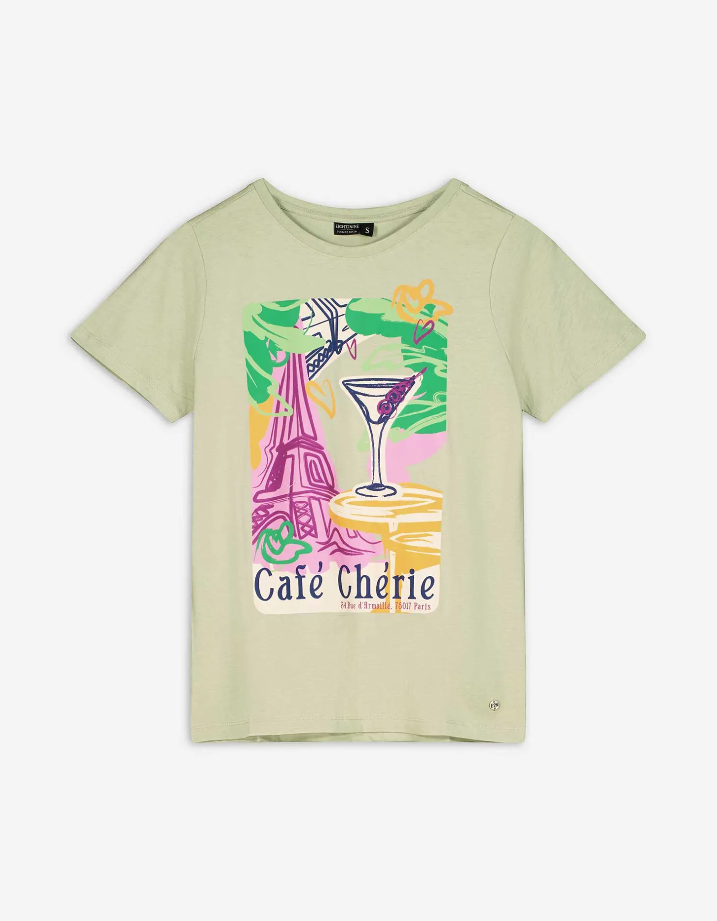 T-shirt - Vooropdruk - lichtgroen