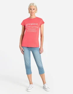 T-shirt - Vooropdruk - lichtrood